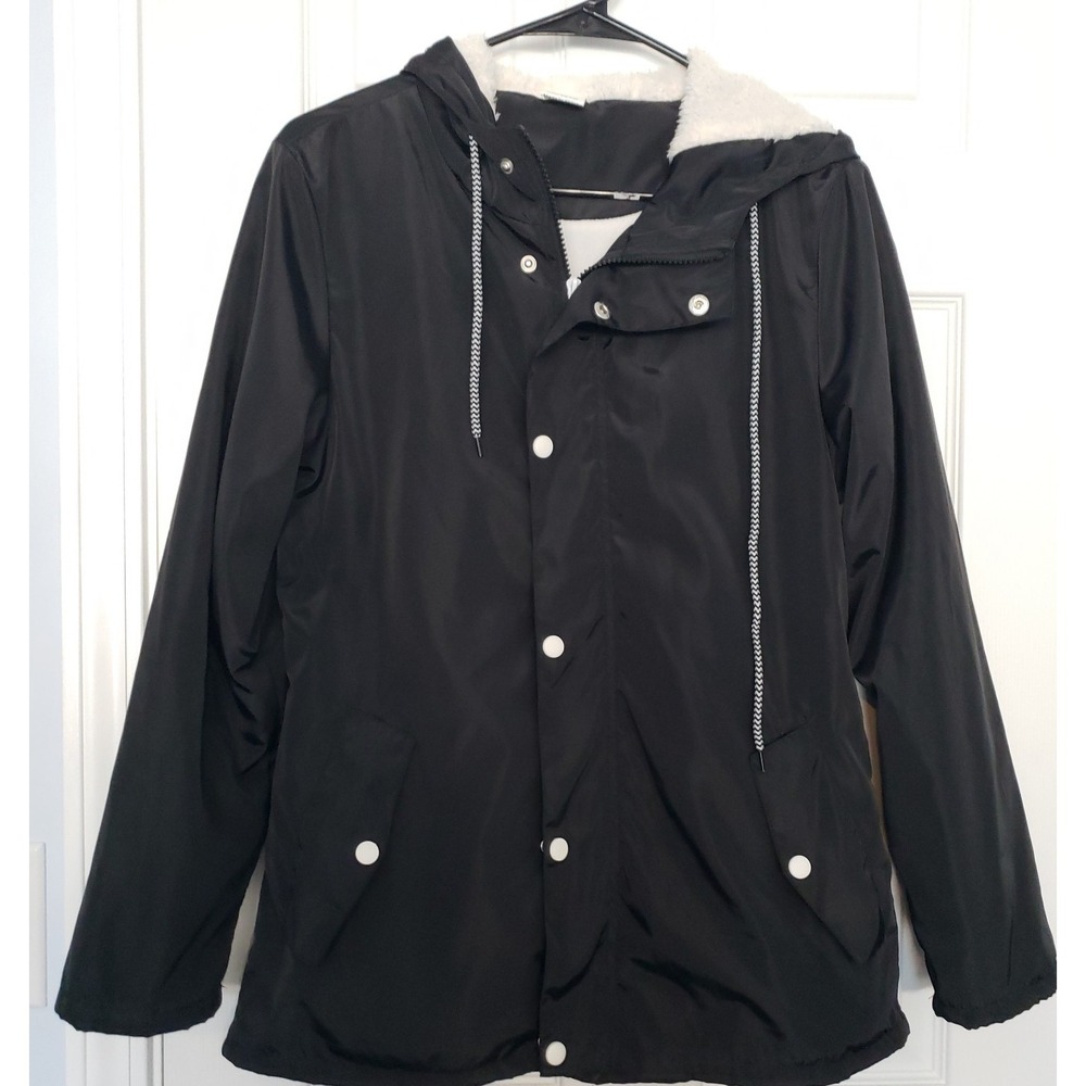Wind Breaker with‎ Hood and Cotton & Linen Size Junior XL Black